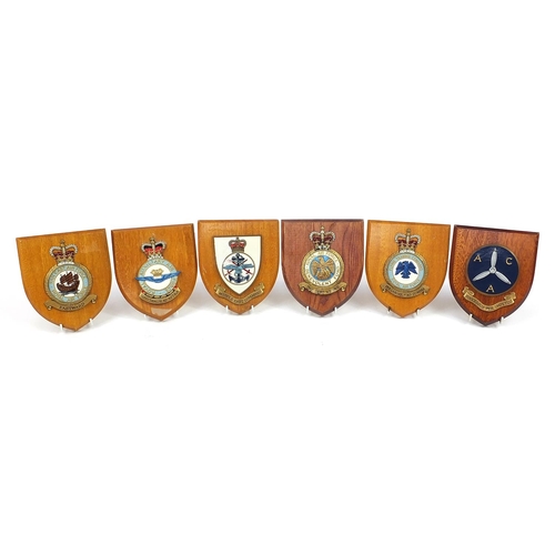 622 - Six military interest RAF wall plaques including Eastward and Middle East Command, each 17.5cm high