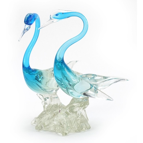 519 - Murano glass sculpture of two birds, 28cm high