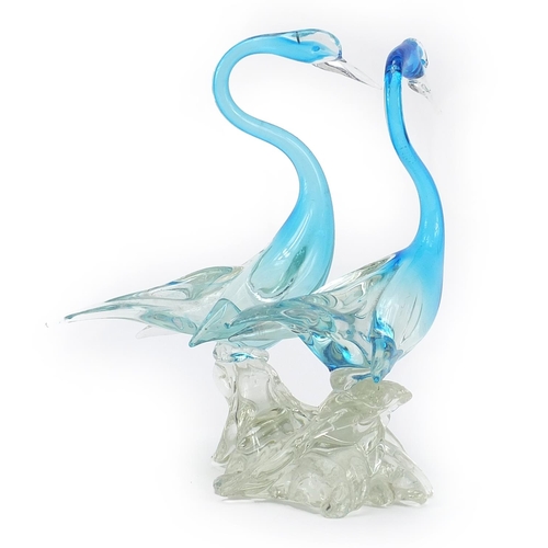 519 - Murano glass sculpture of two birds, 28cm high