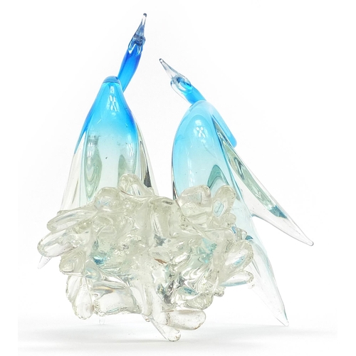 519 - Murano glass sculpture of two birds, 28cm high