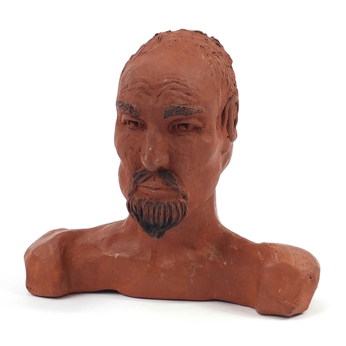 603 - Terracotta bust of two faced male, 30cm wide