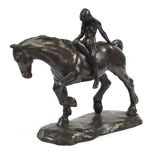 471 - After Leicester C Thomas, large bronzed figure of Lady Godiva on horseback, 45cm in length