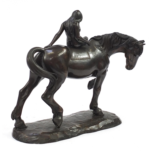 471 - After Leicester C Thomas, large bronzed figure of Lady Godiva on horseback, 45cm in length