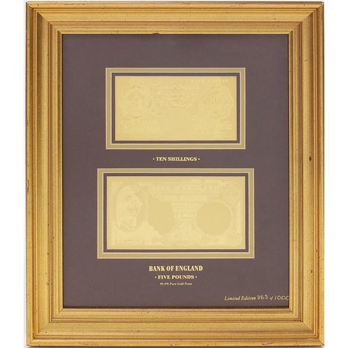 477 - 99.9% pure gold Bank of England five pound note and ten shillings by The Royal Mint with certificate... 