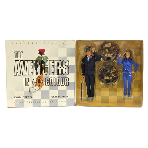 1177 - The Avengers in Colour Deluxe talking action figures with box, limited edition John Steed and Emma P... 