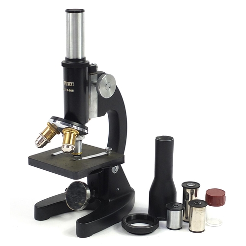 476 - Greenkat microscope with accessories housed in a fitted case, number 219466