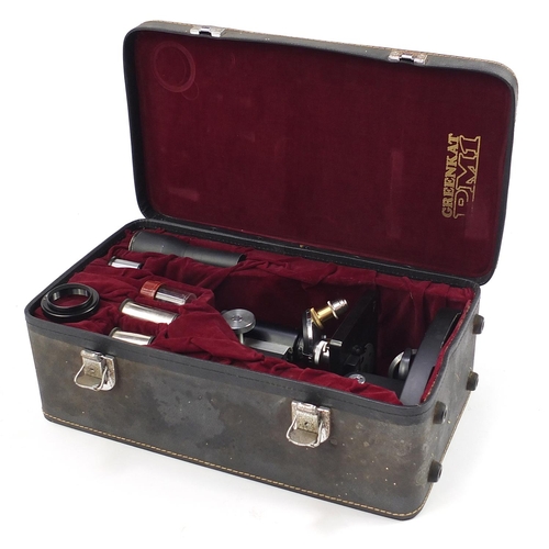 476 - Greenkat microscope with accessories housed in a fitted case, number 219466