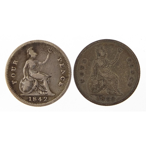 1271 - Two Victorian fourpences comprising dates 1842 and 1852