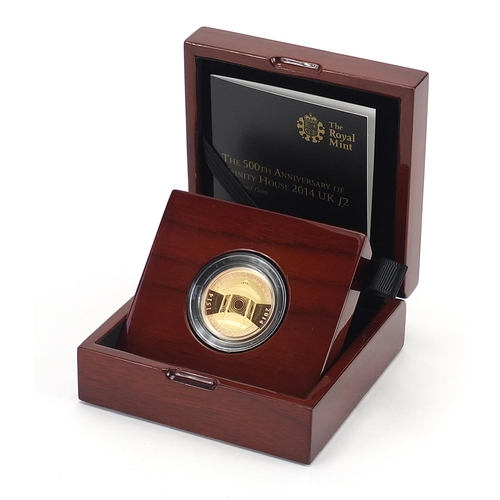 1189 - Elizabeth II 2014 gold proof two pound coin commemorating 500th Anniversary of Trinity House with ce... 