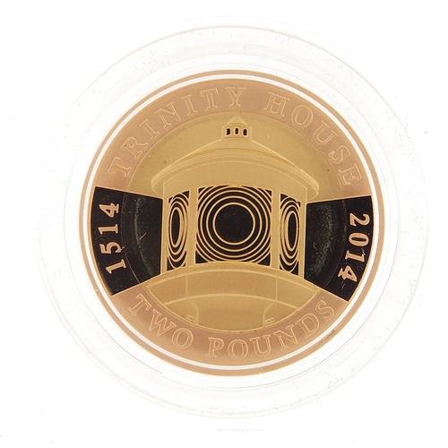 1189 - Elizabeth II 2014 gold proof two pound coin commemorating 500th Anniversary of Trinity House with ce... 