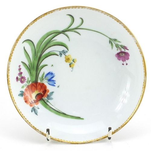 497 - Meissen, 19th century German porcelain dish hand painted with flowers, 13.5cm in length