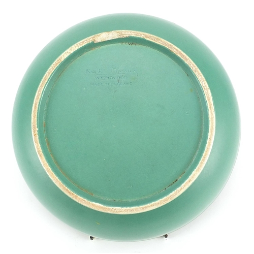 214 - Keith Murray for Wedgwood, green glazed footed bowl, 26cm in diameter