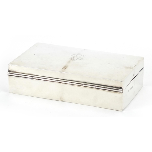 2062 - Percy James Finch, George V rectangular silver cigar box, Birmingham 1923, 4.5cm H x 16cm W x 9.5cm ... 