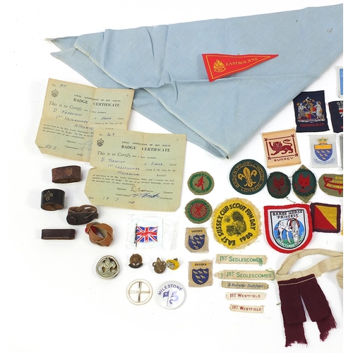 474 - Boy Scouts collectables including badges, buckle and whistle