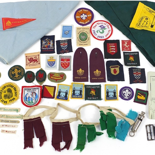 474 - Boy Scouts collectables including badges, buckle and whistle