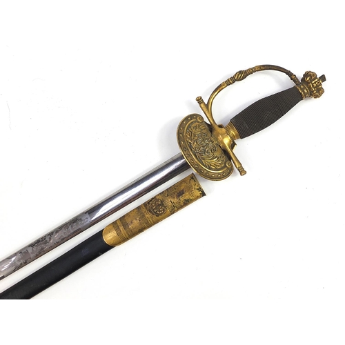 1394 - Victorian military interest court sword by A Linney of Regent Street London with scabbard and engrav... 