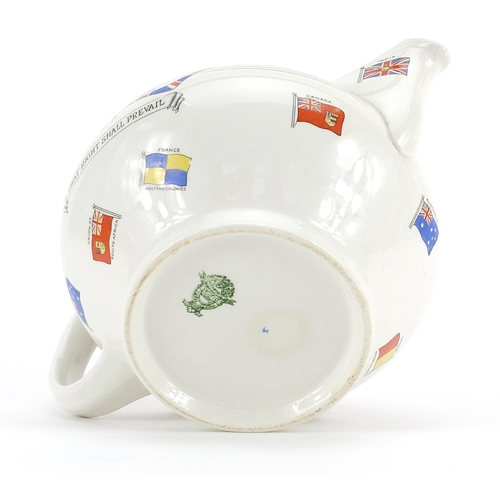 218 - Military interest Crown Ducal Liberty & Freedom teapot, 20.5cm in length