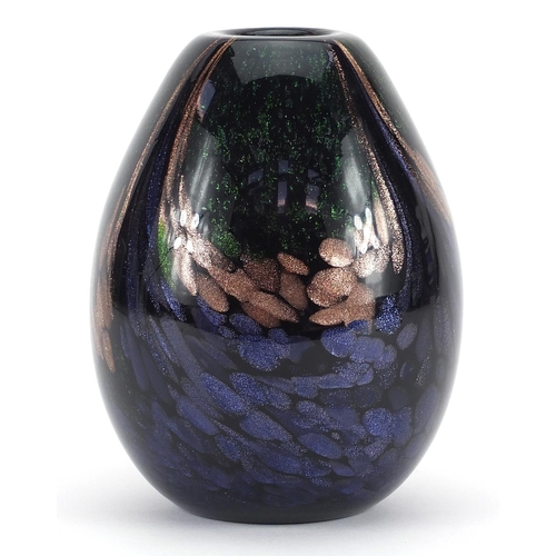 492 - Colourful art glass glitter vase, 16cm high