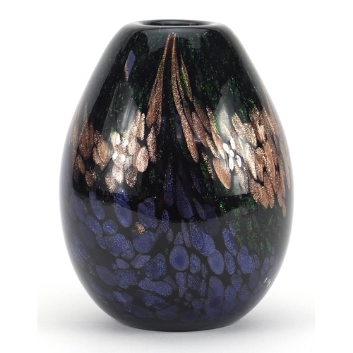 492 - Colourful art glass glitter vase, 16cm high