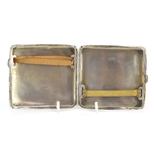 2126 - T M & Co, George V silver cigarette case, Birmingham 1919, 8.5cm x 8cm, 106.0g