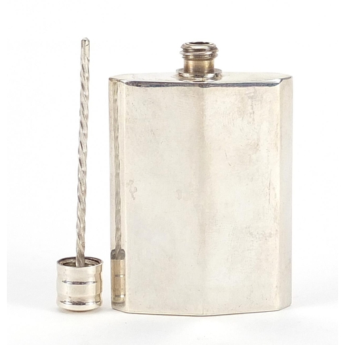 2128 - Italian silver scent bottle with stopper, impressed marks to the base, 5.5cm high, 29.0g