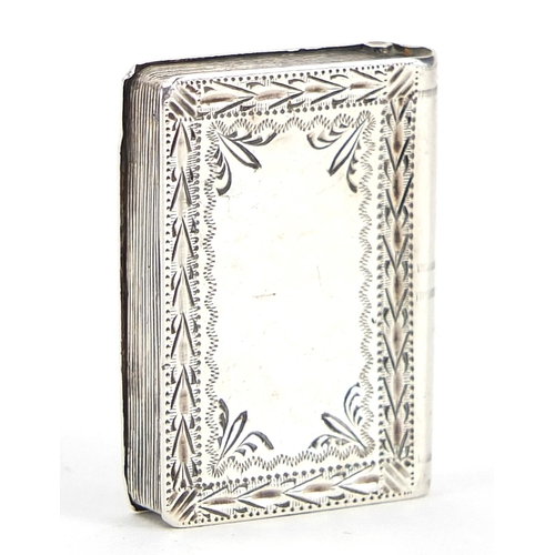 2064 - John Bettridge, George III silver pill box in the form of a book, Birmingham 1819, 3cm wide, 7.2g