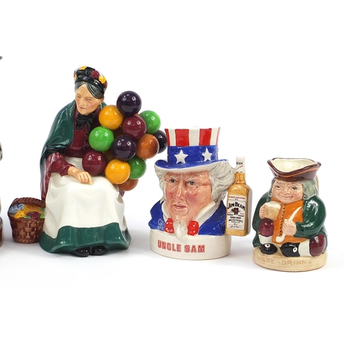 441 - Collectable figurines and Toby jugs including Royal Doulton The Old Balloon Seller and limited editi... 