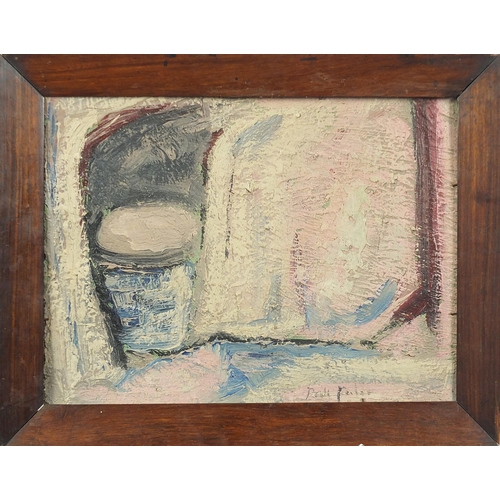 184 - Abstract composition, oil on canvas, framed, 34cm x 25.5cm excluding the frame