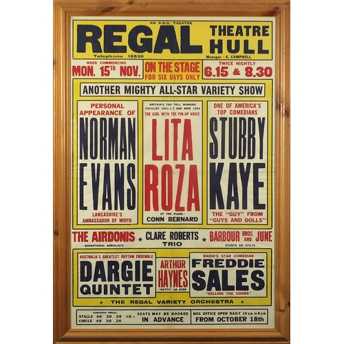 124 - Regal Theatre, Hull, vintage theatre poster, framed and glazed, 75.5cm x 49.5cm excluding the frame