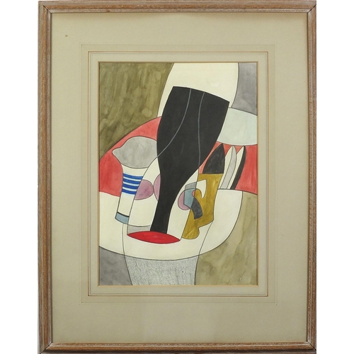 279 - Abstract composition, still life Modern British school mixed media, mounted, framed and glazed, 35cm... 