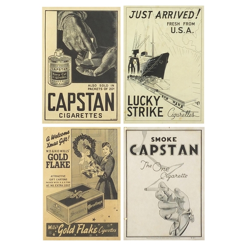 620 - Set of four vintage cigarette advertising framed displays including Lucky Strike, mounted, framed an... 