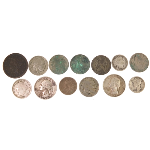 1268 - 19th century and later American coinage including 1848 one cent and 1863 one cent