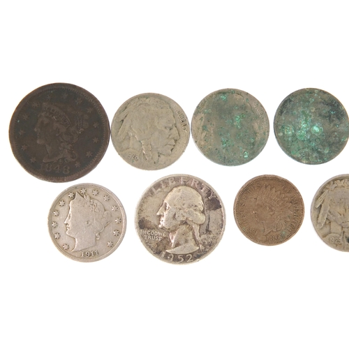 1268 - 19th century and later American coinage including 1848 one cent and 1863 one cent