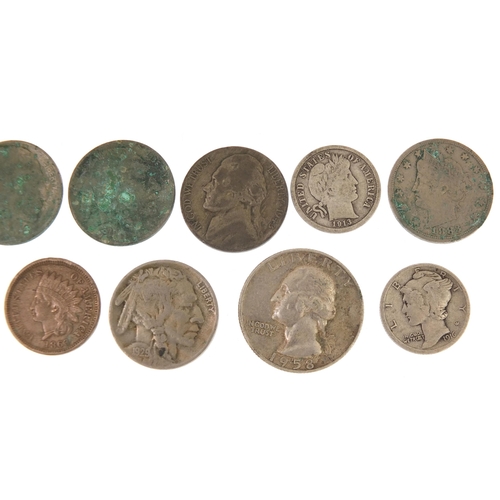 1268 - 19th century and later American coinage including 1848 one cent and 1863 one cent