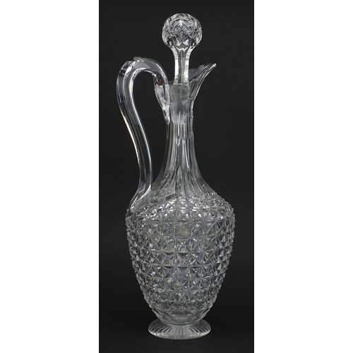 38 - Good quality Victorian cut glass claret jug with stopper, 37cm high