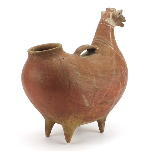 206 - Peruvian terracotta vessel in the form of a llama with remnants of white paint, 40cm in length