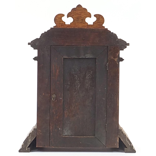 499 - American oak cased Ansonia mantle clock, Sharon Eight Day Strike label to the interior, 43cm high