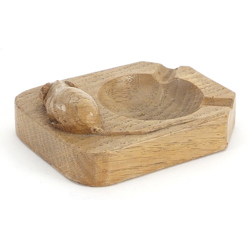 68 - Robert Mouseman Thompson carved oak ashtray with signature mouse, 10cm in length