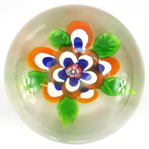 41 - 19th century St Louis glass floral paperweight, approximately 7cm in diameter