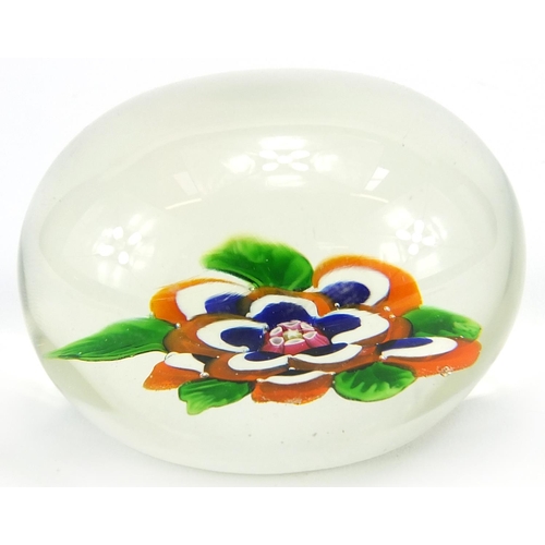 41 - 19th century St Louis glass floral paperweight, approximately 7cm in diameter