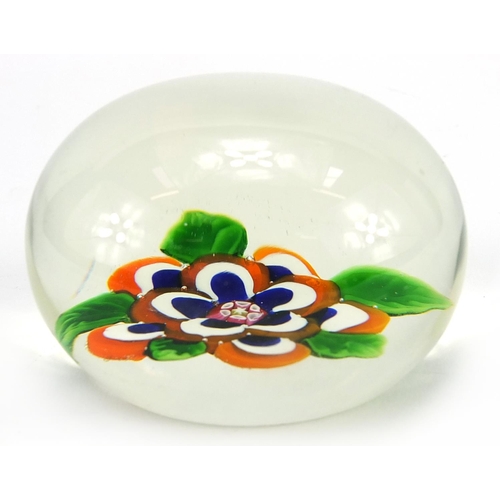 41 - 19th century St Louis glass floral paperweight, approximately 7cm in diameter