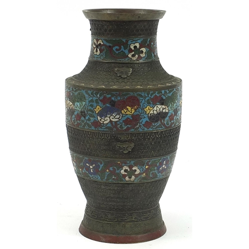 374 - Japanese cloisonne bronze vase, 36cm high