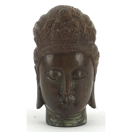 570 - Chinese patinated bronze bust of Guanyin, 12cm high