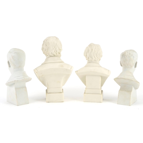 290 - Four parian ware busts including a pair of Royal Dux, the largest 19cm high