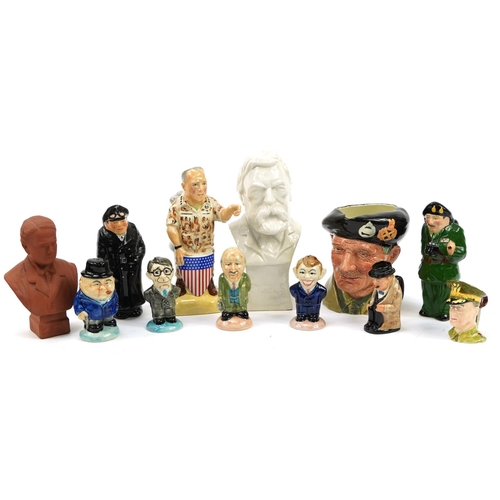 539 - Military interest collectable china including Winston Churchill character jug and Kevin Francis Gene... 