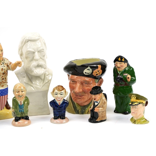 539 - Military interest collectable china including Winston Churchill character jug and Kevin Francis Gene... 