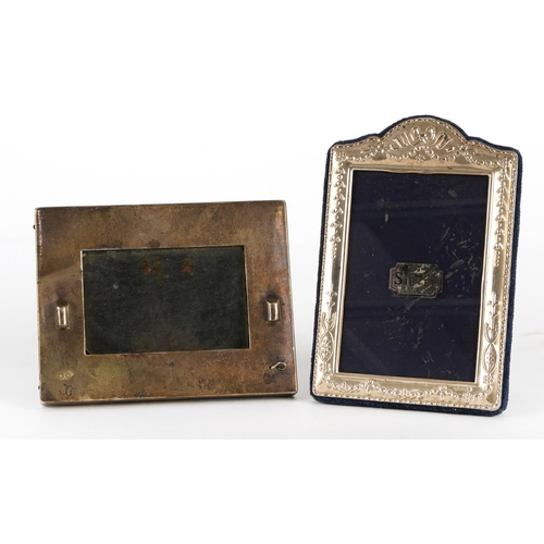 2133 - Silver photo frame, Sampson & Mordan, Birmingham, together with a silver photo frame with swag desig... 