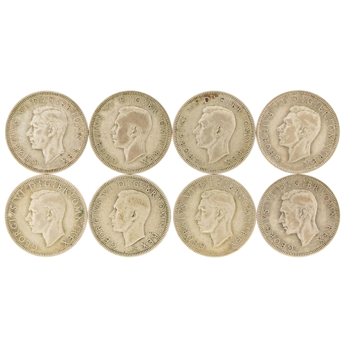 1269 - Eight George VI two shillings, 1938 - 1945, 89.6g