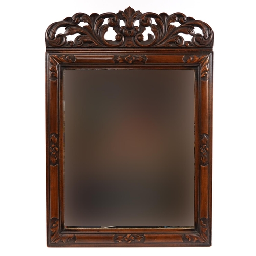 750A - Large carved hardwood easel mirror, 80cm x 56cm