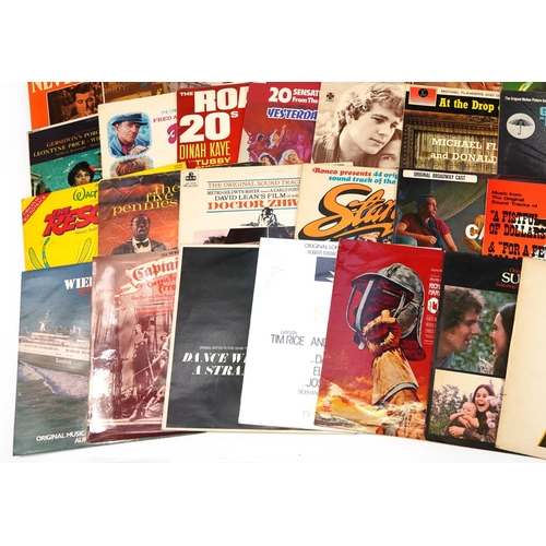 411 - Film sound track vinyl LP records including Stardust, Carousel, Chitty Chitty Bang Bang and Hair